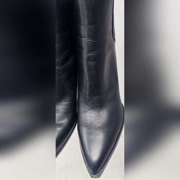 Marc Fisher Women's Oshay Black Pointed Block Leather Ankle Boots Size 9.5 - Picture 2 of 15